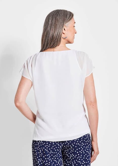 Luftige Bluse mit Chiffon, Kurzarm