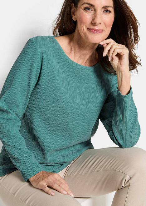 Langarm Melange Jersey-Oberteil