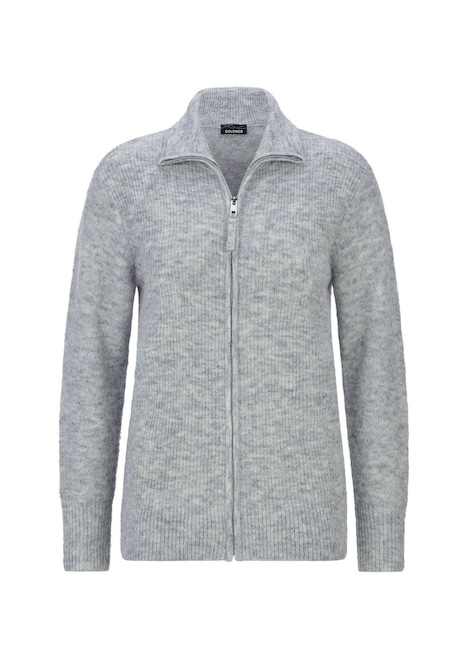 Melange-Cardigan mit Reißverschluss