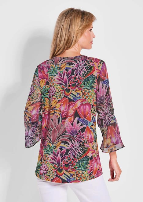 Bunte Tunika mit floralem Print