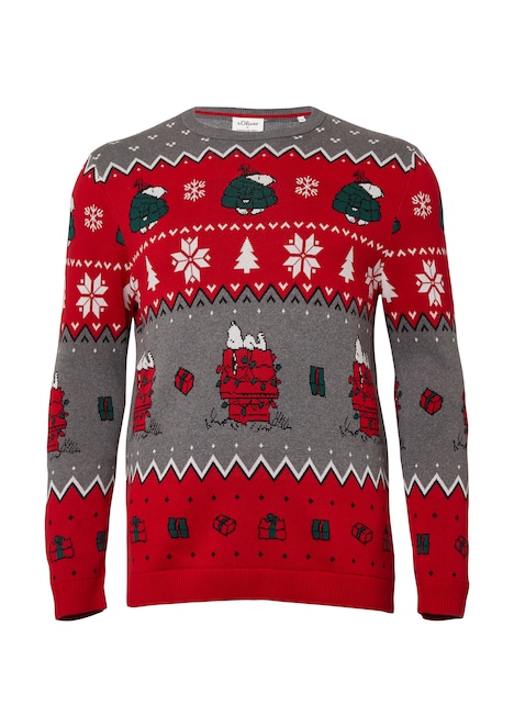 Weihnachtspullover aus reiner Baumwolle mit Peanuts®-Motiv