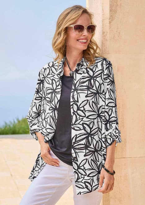 Hemdbluse mit Blumenprint