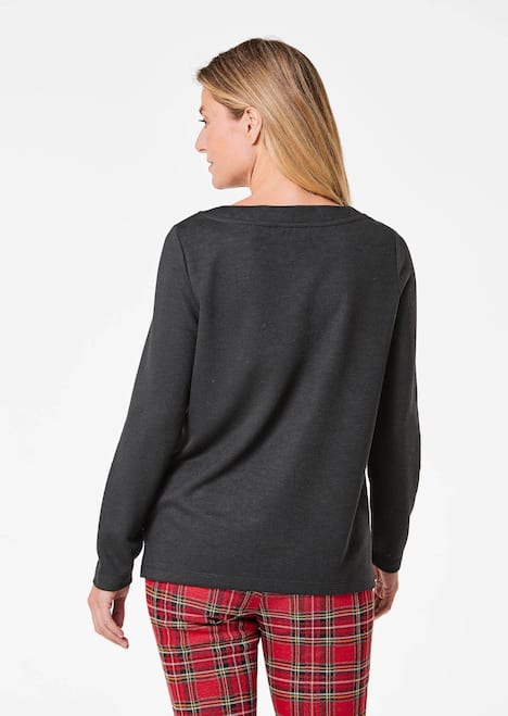 Sweatshirt mit halsfernen Kragen und Tunnelzug