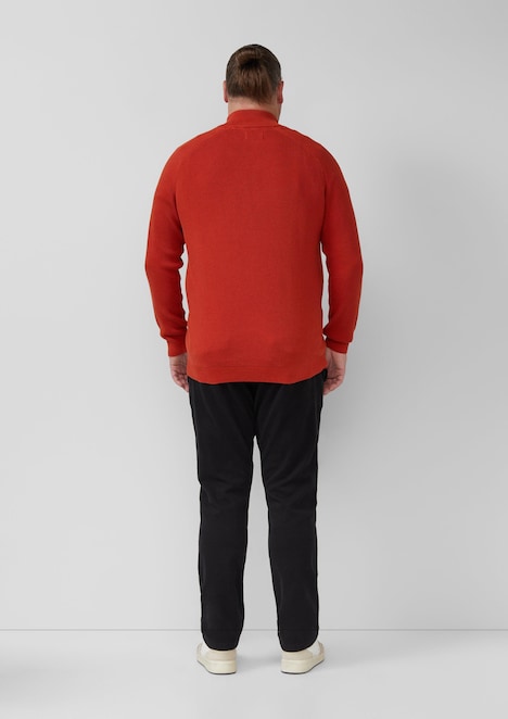 Pullover aus Strukturstrick mit Troyer-Kragen