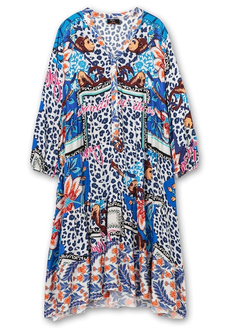 Maxikleid Langarm Sonstiges Muster Ohne Kragen