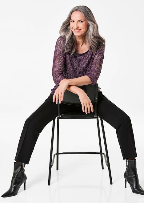 GOLDNER Kanten blouse Kanten blouse met een fijne glans