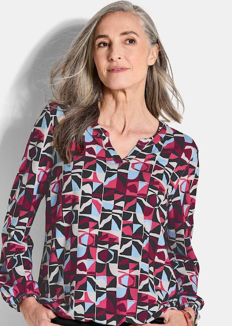 GOLDNER Gedessineerd shirt Jersey shirt in elegante blouselook