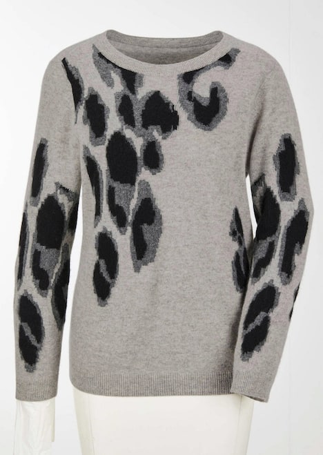 Langarm Strickpullover im Leo-Design