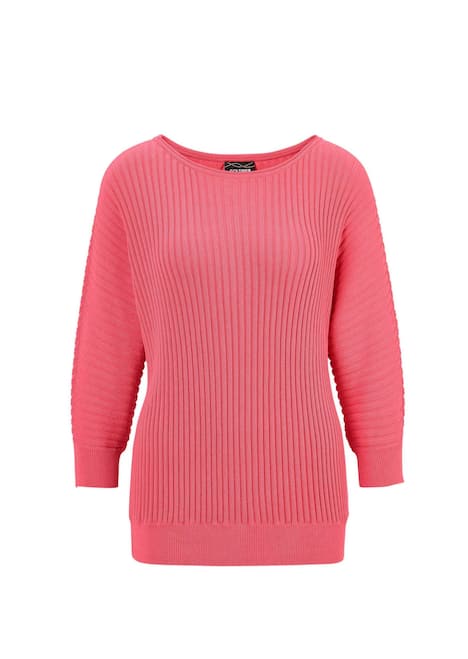 Baumwollmix mit Fledermausärmeln und Rippstruktur