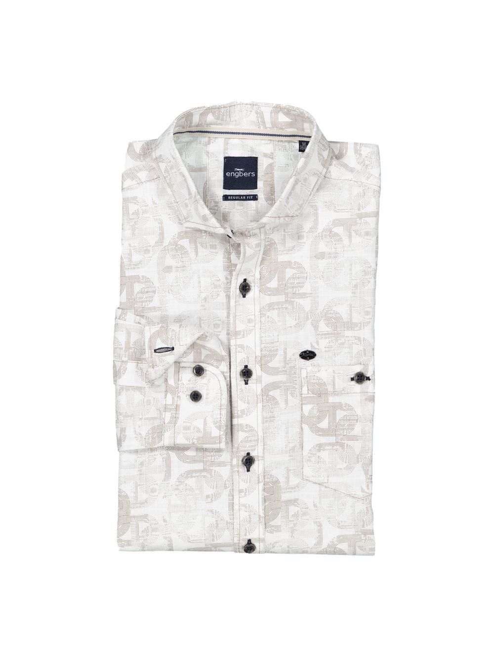 engbers Herren Langarm-Hemd gemustert , Braunbeige