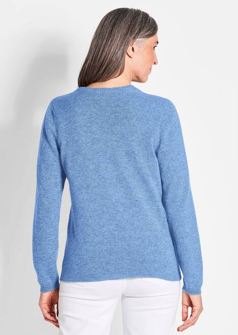 Kaschmirstrickjacke mit Rundhalsausschnitt