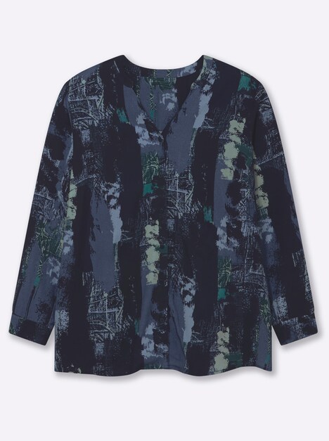 Bluse Langarm Mehrfarbig Ohne Kragen
