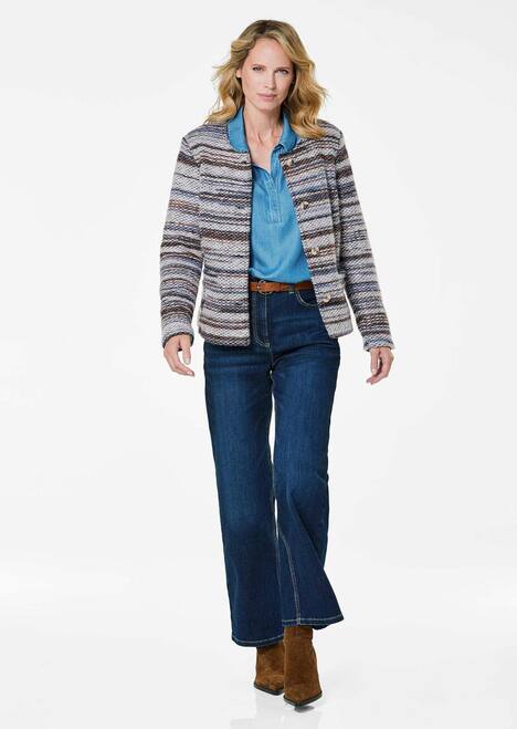 Hüftlange Baumwolljacke mit Streifen