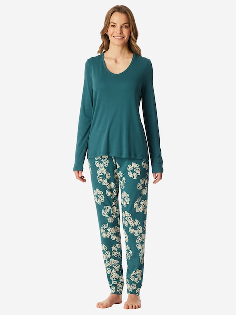 Schiesser Damen Pyjama Modern grün