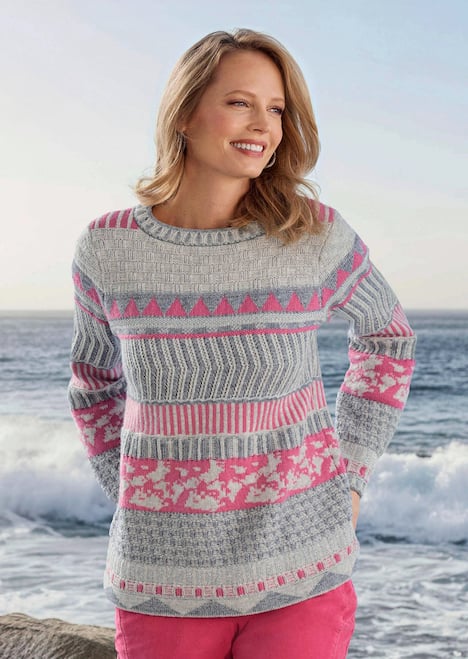 GOLDNER Trui Pullover met modieus Noors dessin