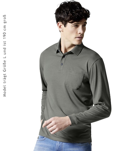 Polo-Shirt Langarm uni