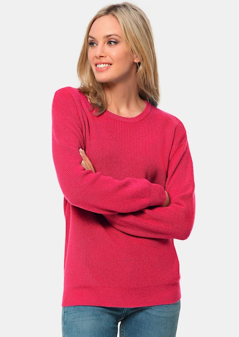 Kaschmirpullover in Patentstrick mit Rundhals