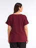 Halbarmshirt V-Shirt mit Raffungen an der Schulternaht Kurzarm