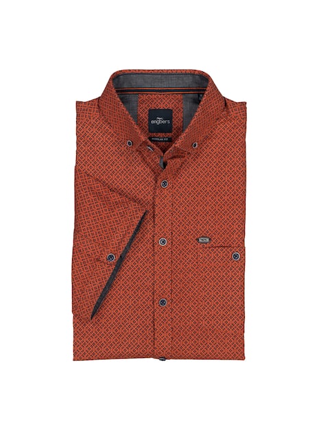engbers Herren Kurzarm-Hemd gemustert , Rostorange