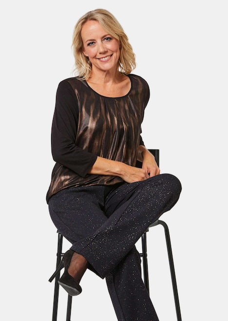 Stretchbequemes Blusenshirt mit schimmerndem Druck