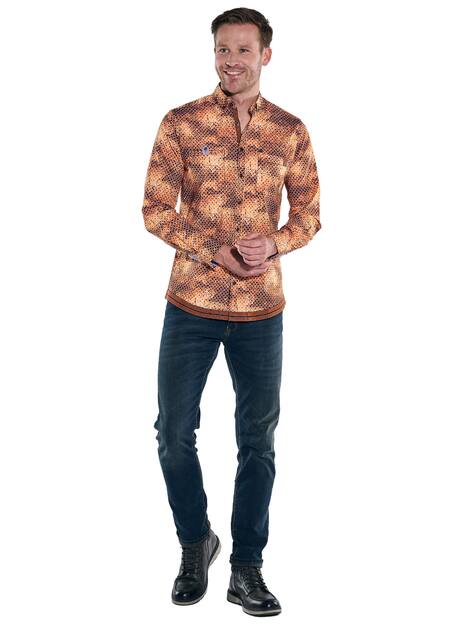 engbers Herren Langarm-Hemd gemustert , Rostorange