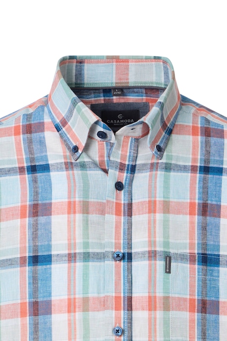 Leinenhemd Kurzarm kariert Casual Fit
