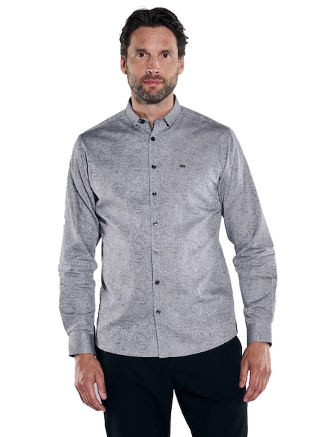 engbers Herren Langarm-Hemd gemustert , Silbergrau