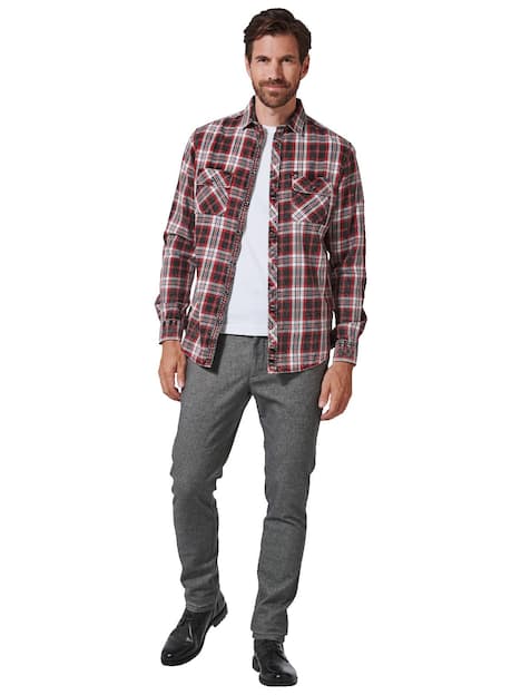 engbers Herren Langarm-Hemd kariert , Rot