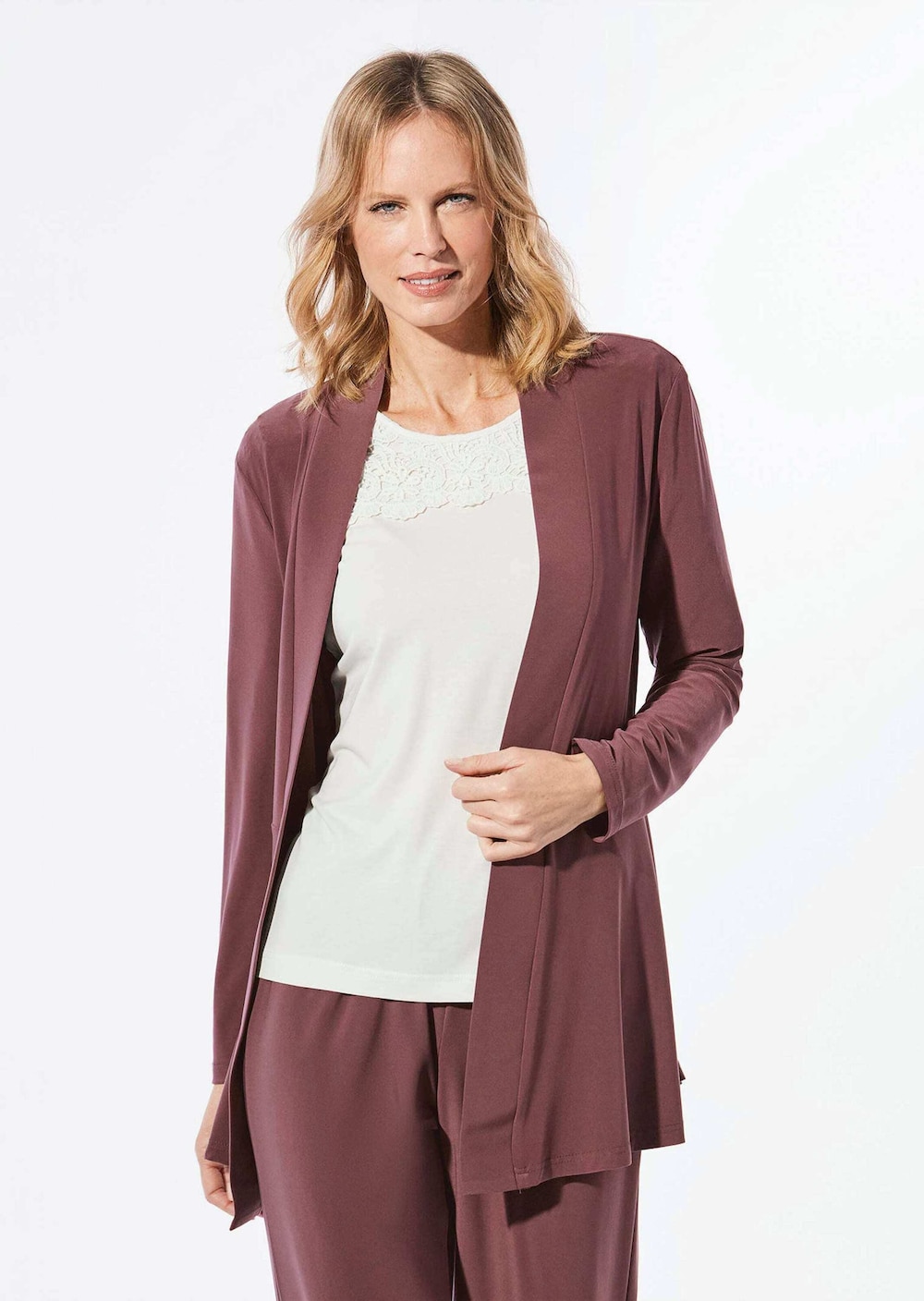 Weich fallende Jersey-Longjacke