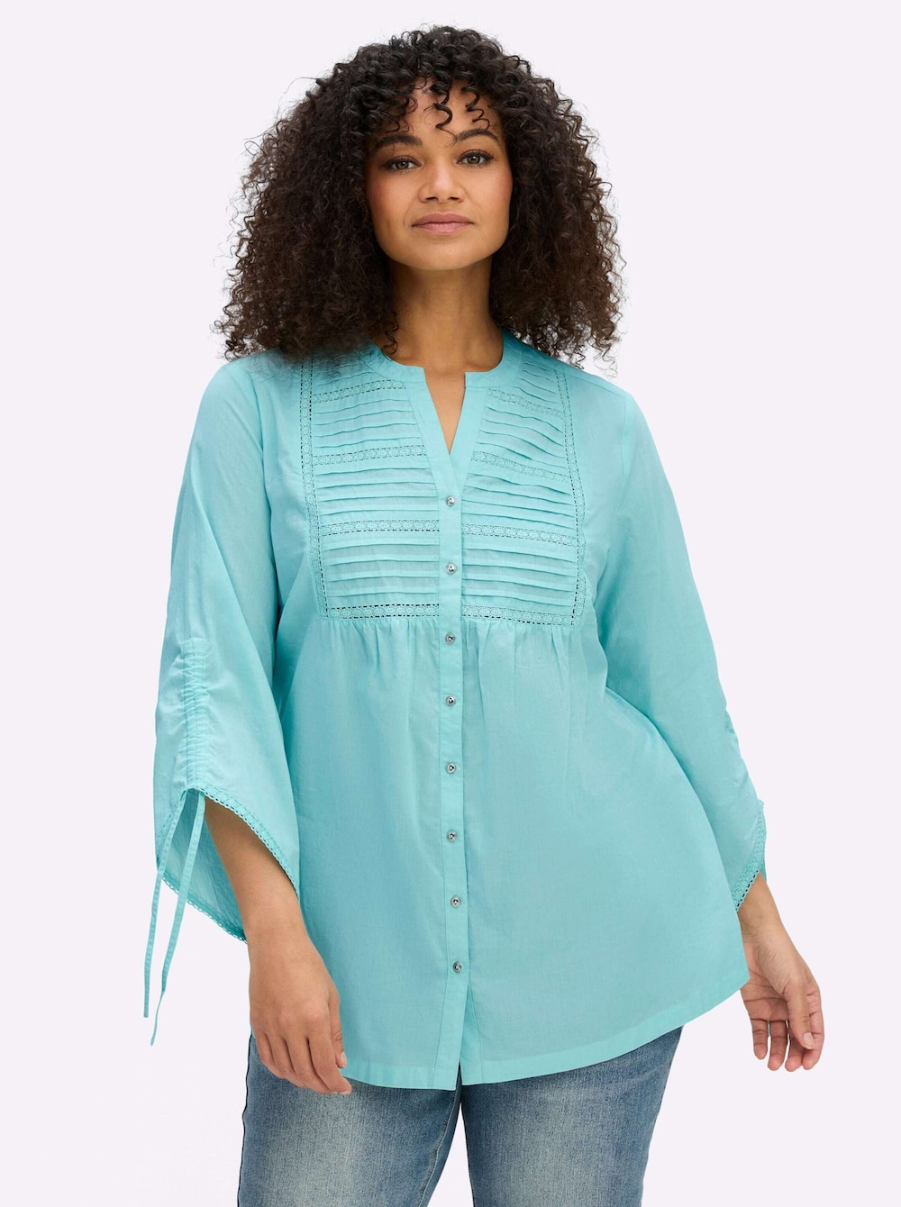 3/4-Arm-Bluse 3/4-Arm Ohne Kragen