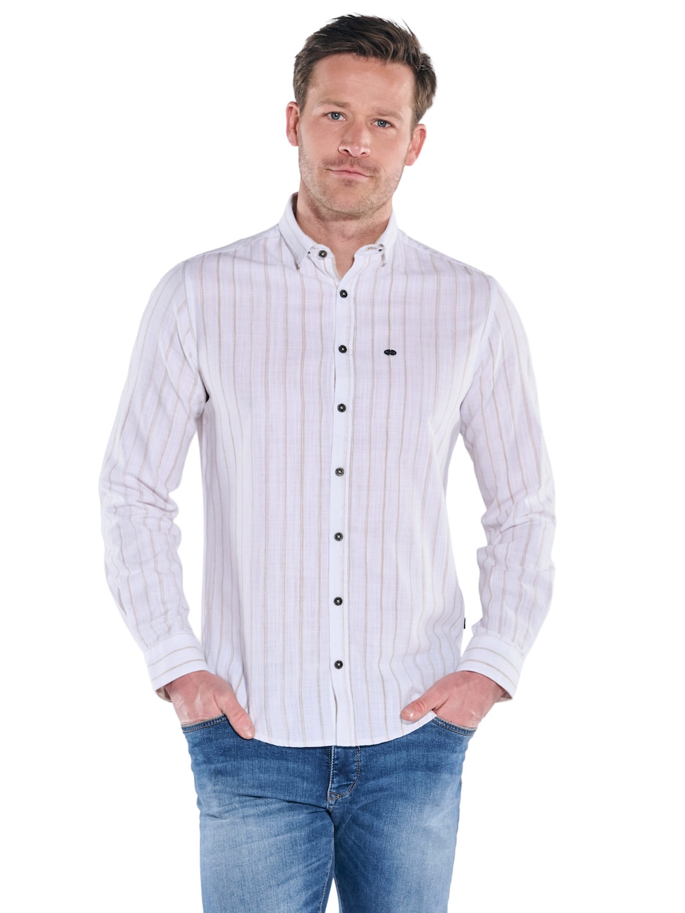 Herren Leichtes Baumwollhemd , Beige