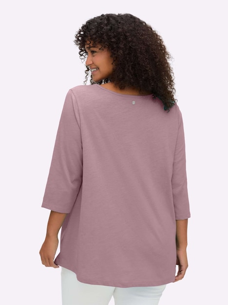 3/4-Arm-Shirt 3/4-Arm-Shirt mit Cut-out vorn 3/4-Arm Uni Ohne Kragen