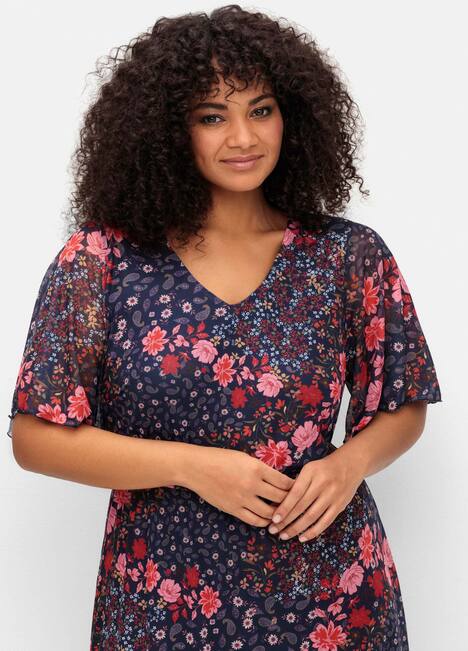 Mesh-Kleid Kurzarm Sonstiges Muster