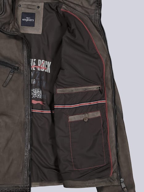 engbers Herren Lederjacke aus Nubuk-Leder , Braun
