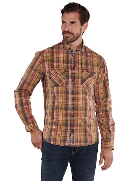 engbers Herren Langarm-Hemd kariert , Rot