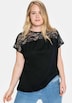 Spitzenshirt Kurzarm Uni Ohne Kragen