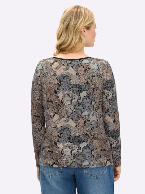 Shirt Langarm Animal Ohne Kragen