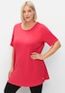 Longshirt Kurzarm Uni Rundhalskragen