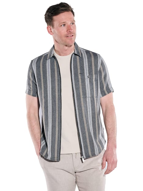 engbers Herren Kurzarm-Hemd gestreift , Anthrazit