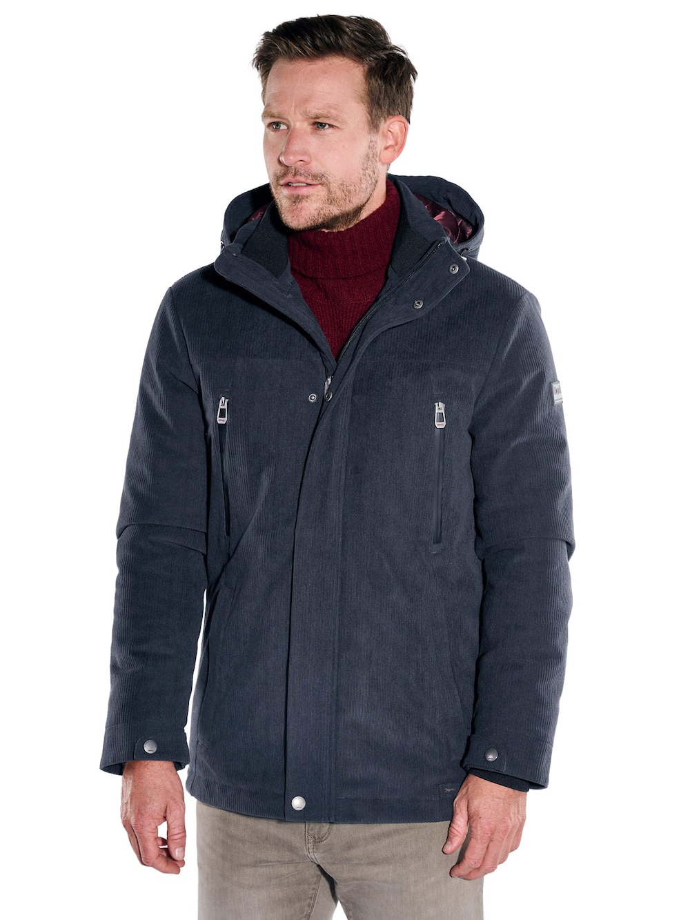 Herren Wasserabweisende Funktionsjacke mit Cord-Struktur , Saphirblau