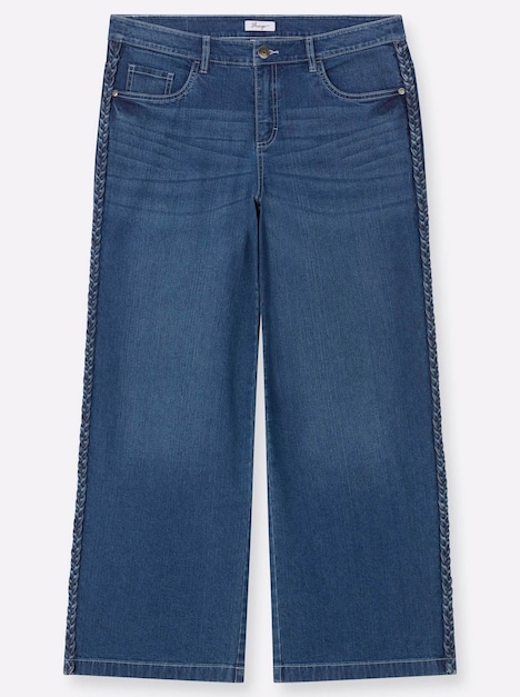 Jeans Jeans mit geflochtenen Streifen am weiten Bein normal Formbund
