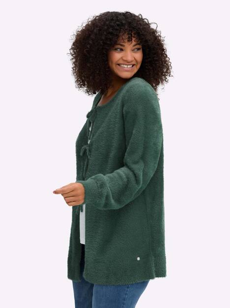 Strickjacke Langarm Jersey Uni Ohne Kragen