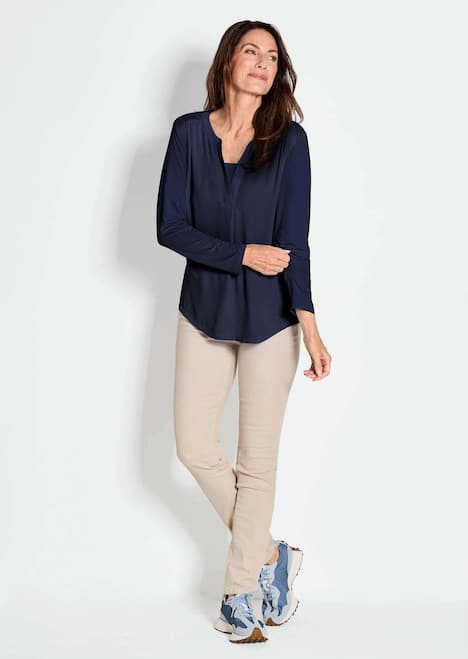 GOLDNER Blouseshirt Blouseshirt met chiffon inzet