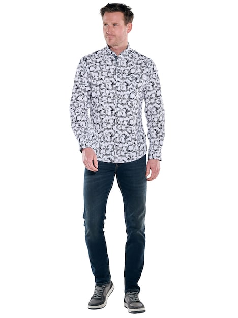 Herren Langarm-Hemd gemustert , Marineblau