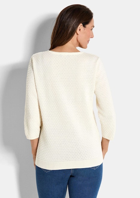 Halbarm Baumwollpullover mit Struktur