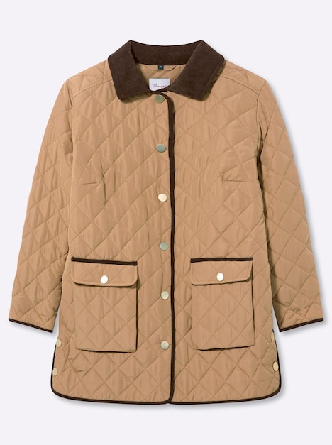 Steppjacke Steppjacke mit Cord-Akzenten Langarm Umlegekragen