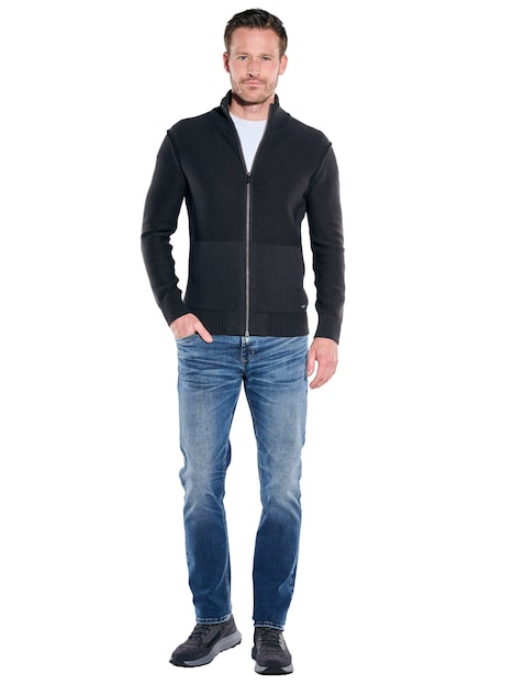 Herren Strickjacke mit seitlichen Taschen , Schwarz