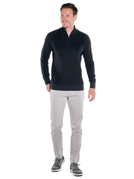 engbers Herren Pullover mit Troyerkragen , Schwarz