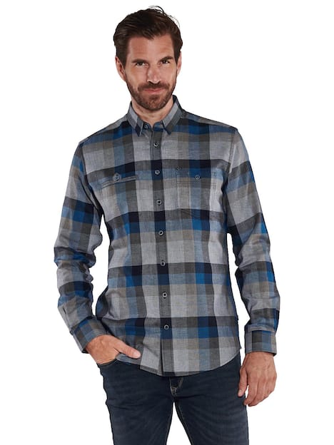 engbers Herren Langarm-Hemd kariert , Tuerkis