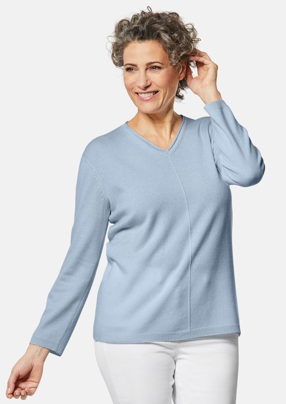 Kaschmirpullover mit V-Ausschnitt